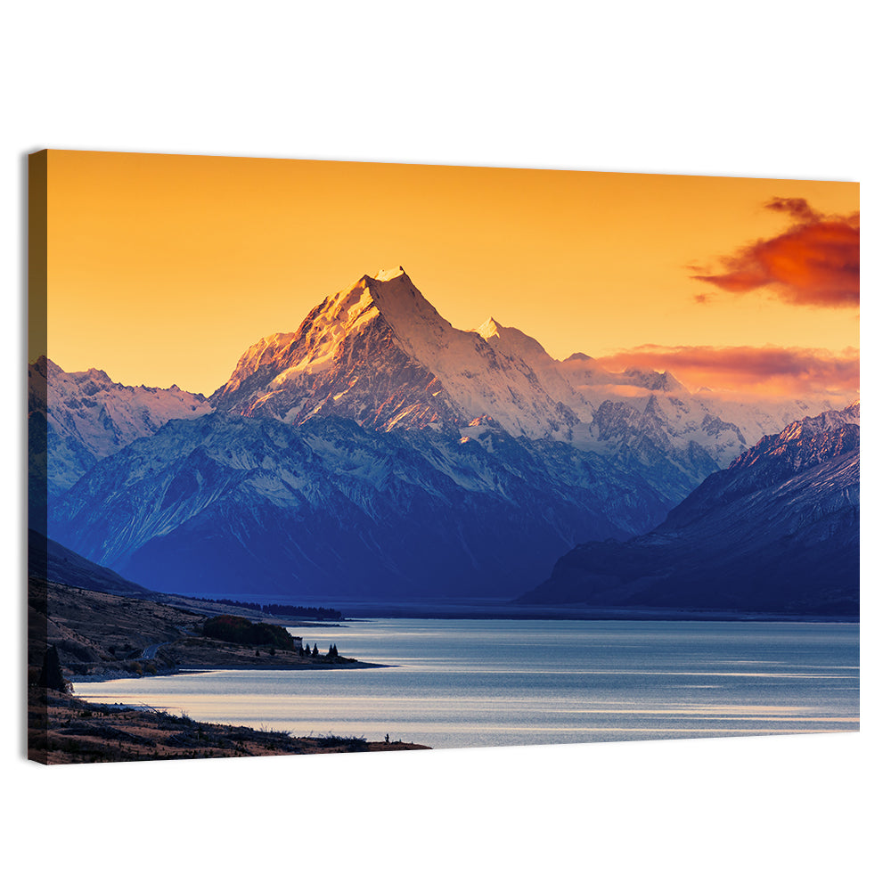 Aoraki Mount Cook Over Lake Pukaki Wall Art