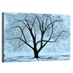 Snow Covered Tree Silhouette Wall Art