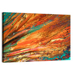 Flowing River Abstract in Orange and Teal Wall Art