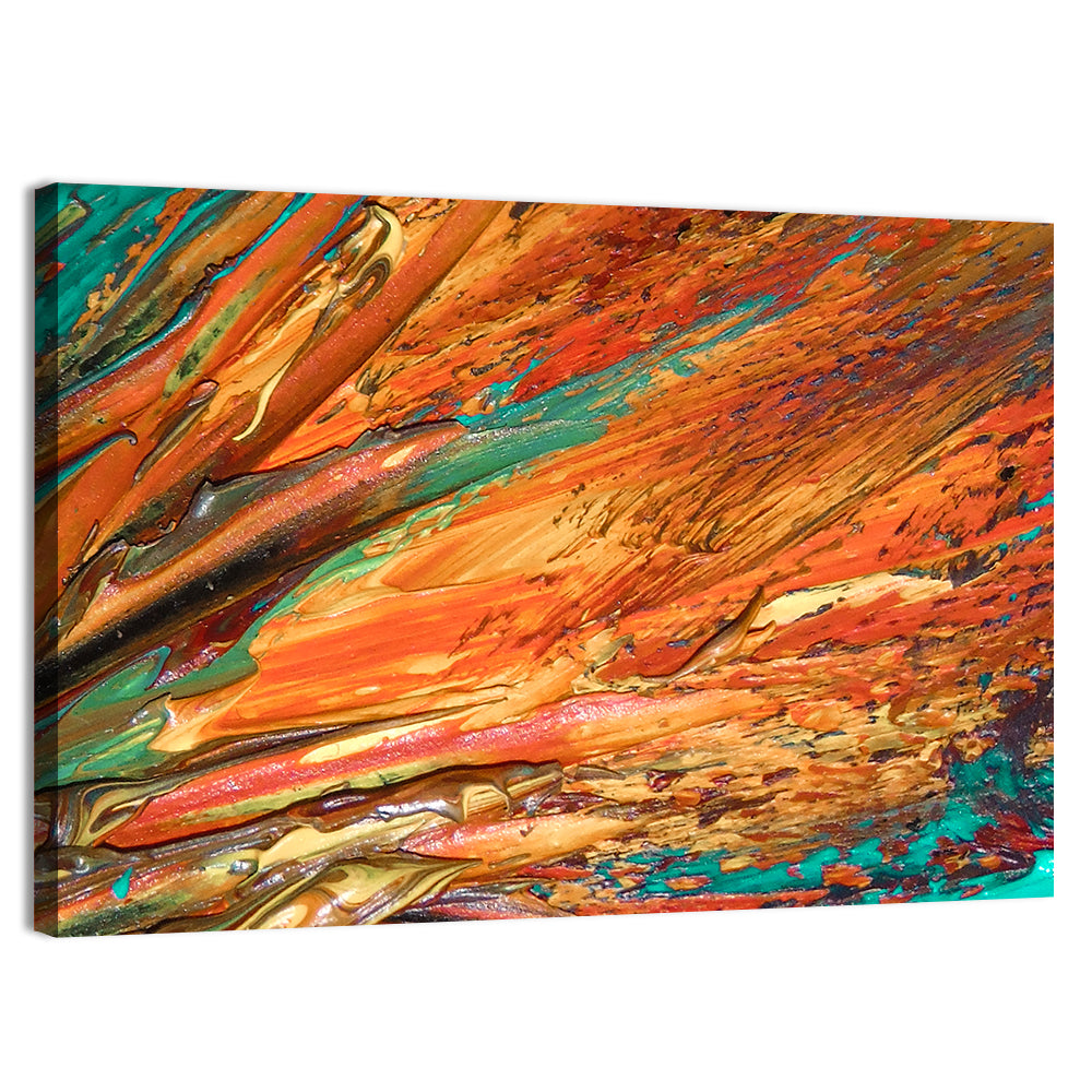 Flowing River Abstract in Orange and Teal Wall Art