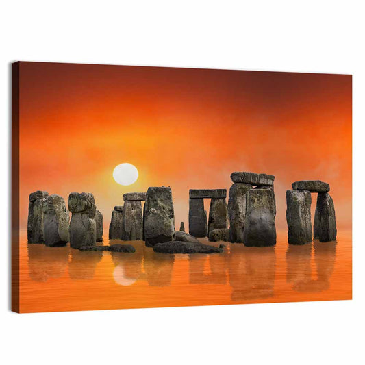 Stonehenge Sunrise Reflection Wall Art