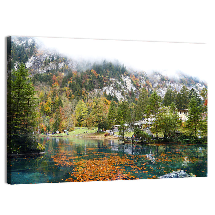 Blausee Autumn Lake Wall Art as a canvas print