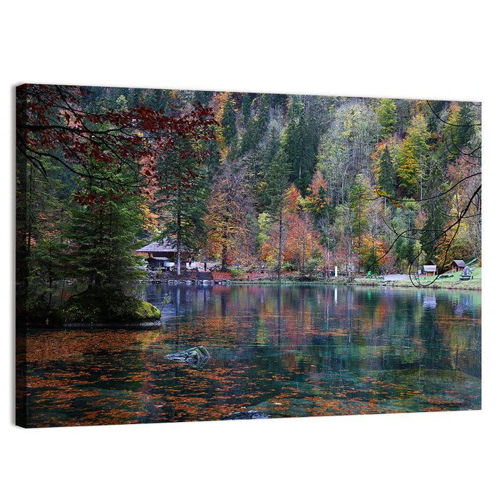 Blausee Lake Reflections Wall Art as a canvas print