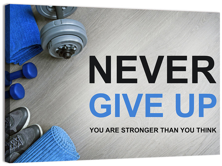 Never Give Up Fitness Typography Wall Art