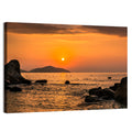 Orange Sunrise Over Rocky Coast Wall Art