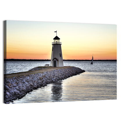 Lake Hefner Lighthouse Sunset Wall Art