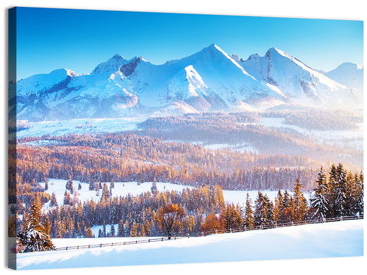 Snowy Mountain Peaks at Sunrise Wall Art