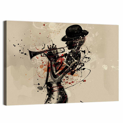 Grunge Trumpeter Silhouette Wall Art