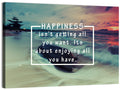 Happiness Quote on Sunset Beach Wall Art