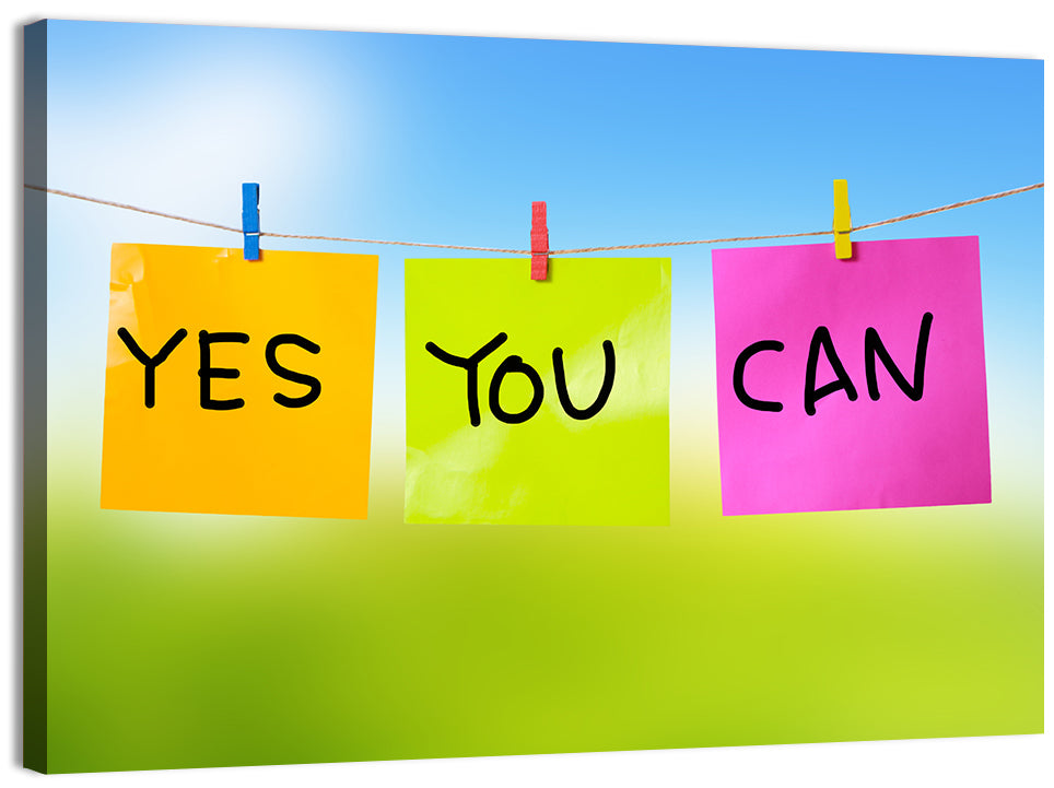 Yes You Can Post-it Notes Wall Art, canvas print, landscape
