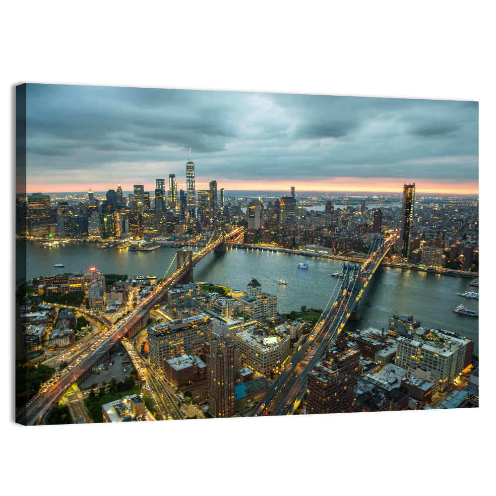 New York Twilight Cityscape Wall Art, canvas print, landscape