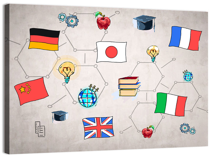Global Flags Network Wall Art as a canvas print