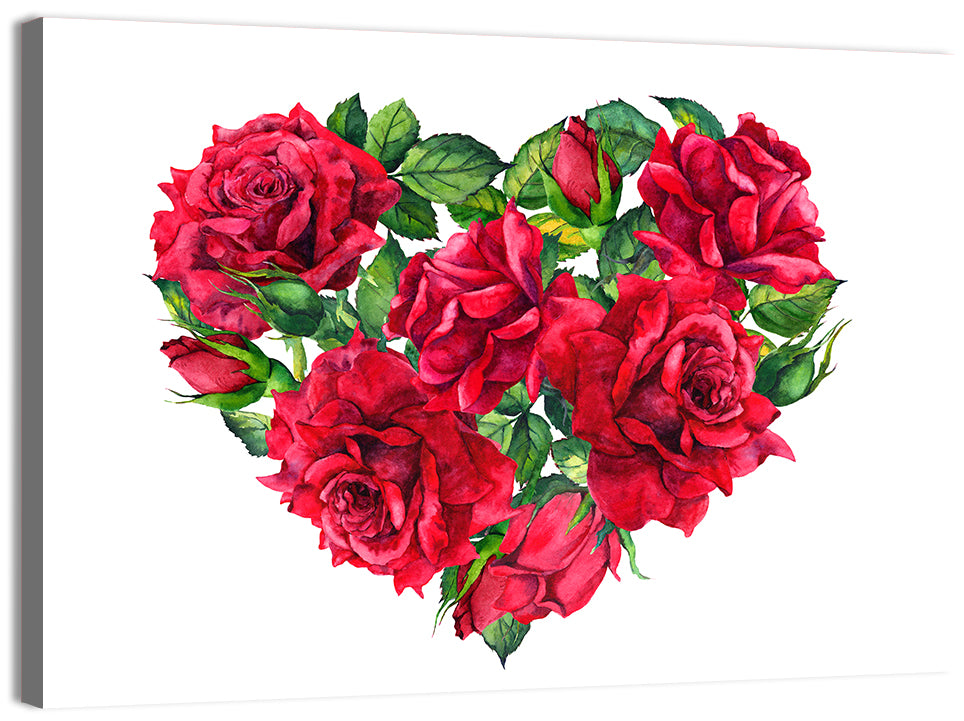 Watercolor Rose Heart Wall Art