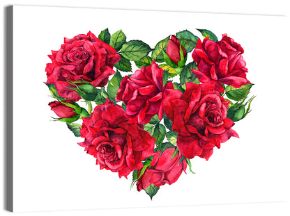 Watercolor Rose Heart Wall Art
