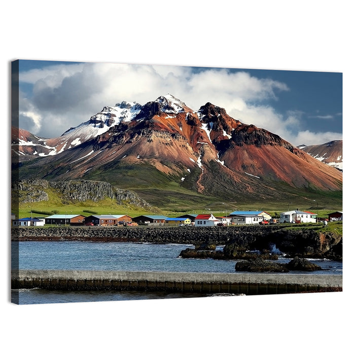 East Fjords Harbor Village Wall Art as a canvas print