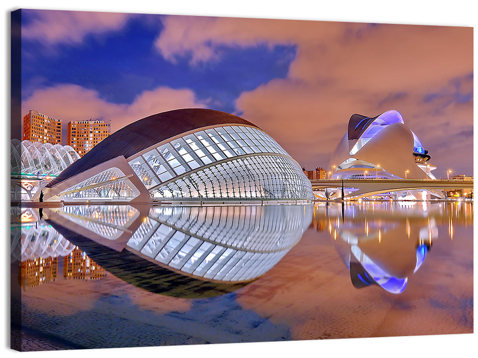 Valencia City of Arts and Sciences Twilight Wall Art, canvas print, landscape