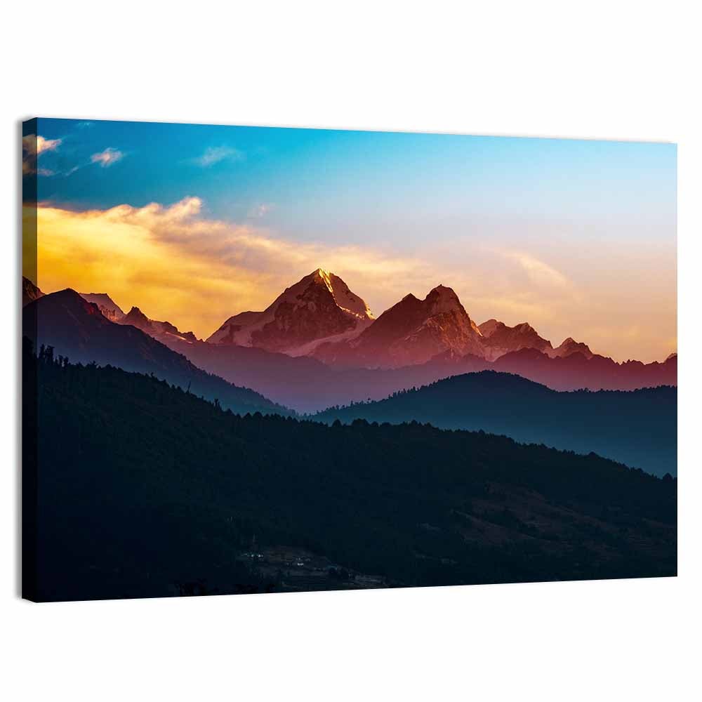 Helambu Mountain Range at Sunrise Wall Art, canvas print, landscape