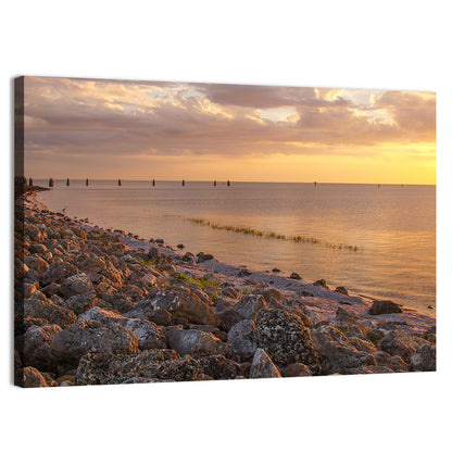 Lake Okeechobee Rocky Shore Sunset Wall Art