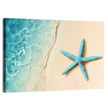 Blue Starfish on Sandy Beach Wall Art