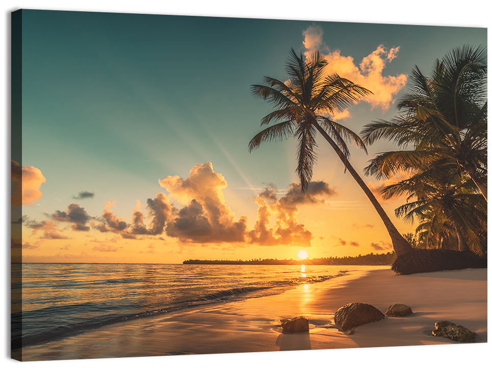 Golden Hour Palm Beach Sunset Wall Art, canvas print, landscape