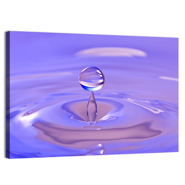 Purple Water Droplet Splash Wall Art as a canvas print