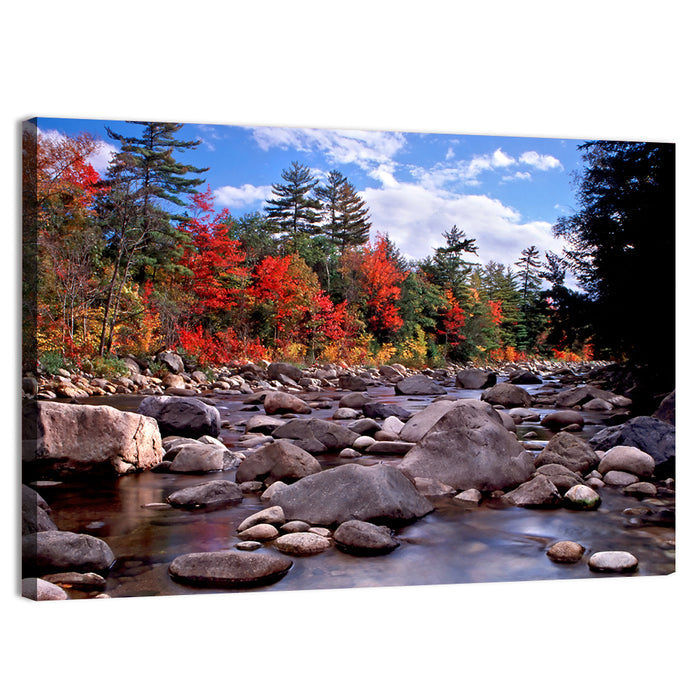 New Hampshire Autumn Stream Wall Art as a canvas print