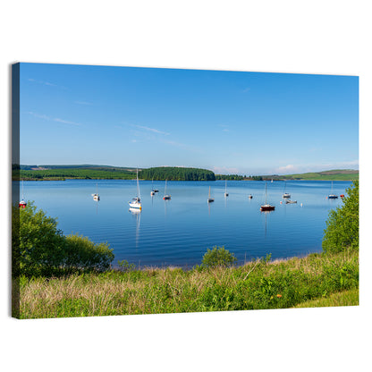 Anchored Sailboats at Llyn Brenig Wall Art