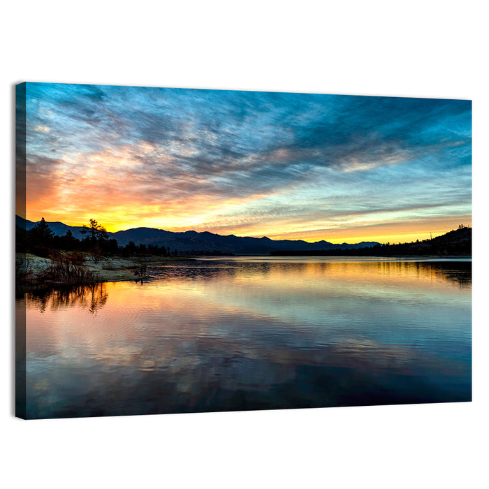 Lake Hemet Sunrise Reflection Wall Art as a canvas print