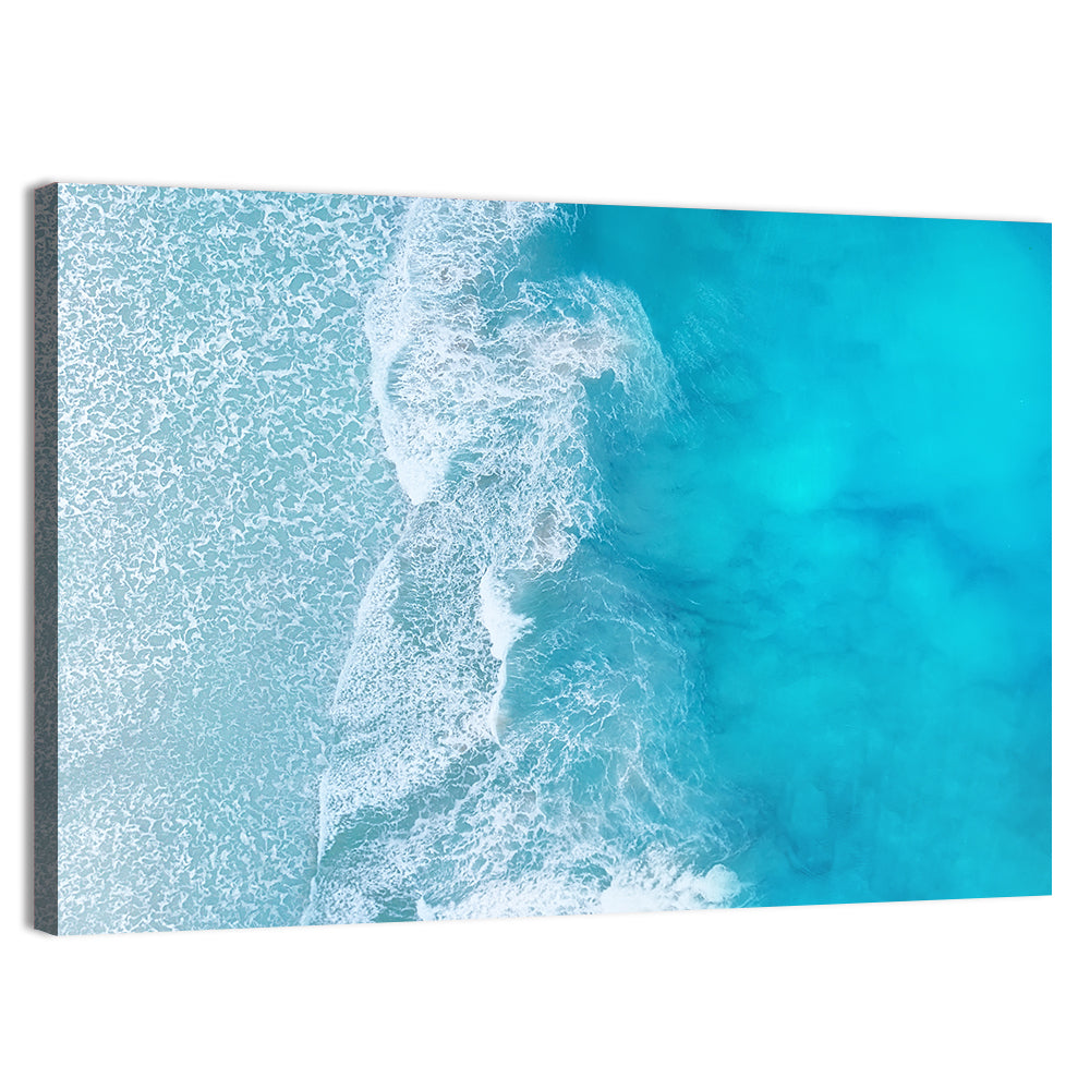 Turquoise Aerial Ocean Waves Wall Art, canvas print, landscape