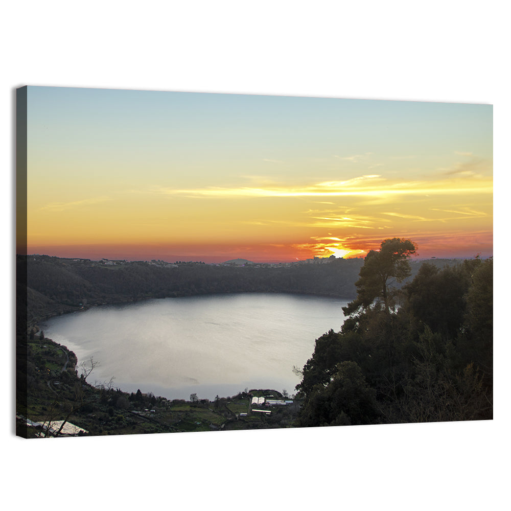 Lake Nemi Golden Sunset Wall Art