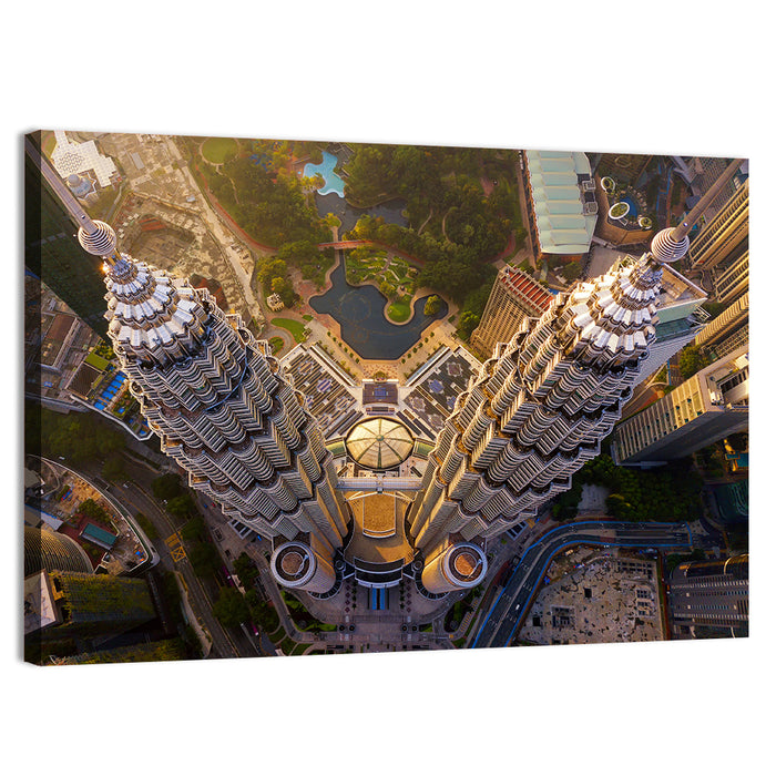 Petronas Twin Towers Kuala Lumpur Golden Hour Wall Art as a canvas print