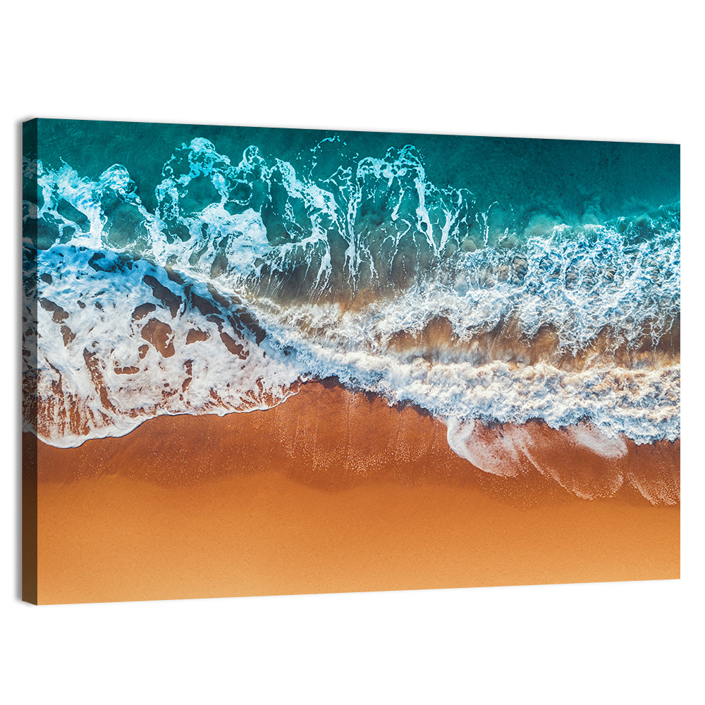 Sandy Beach Sea Waves Wall Art