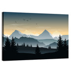 Misty Hills Sunset Silhouette Wall Art