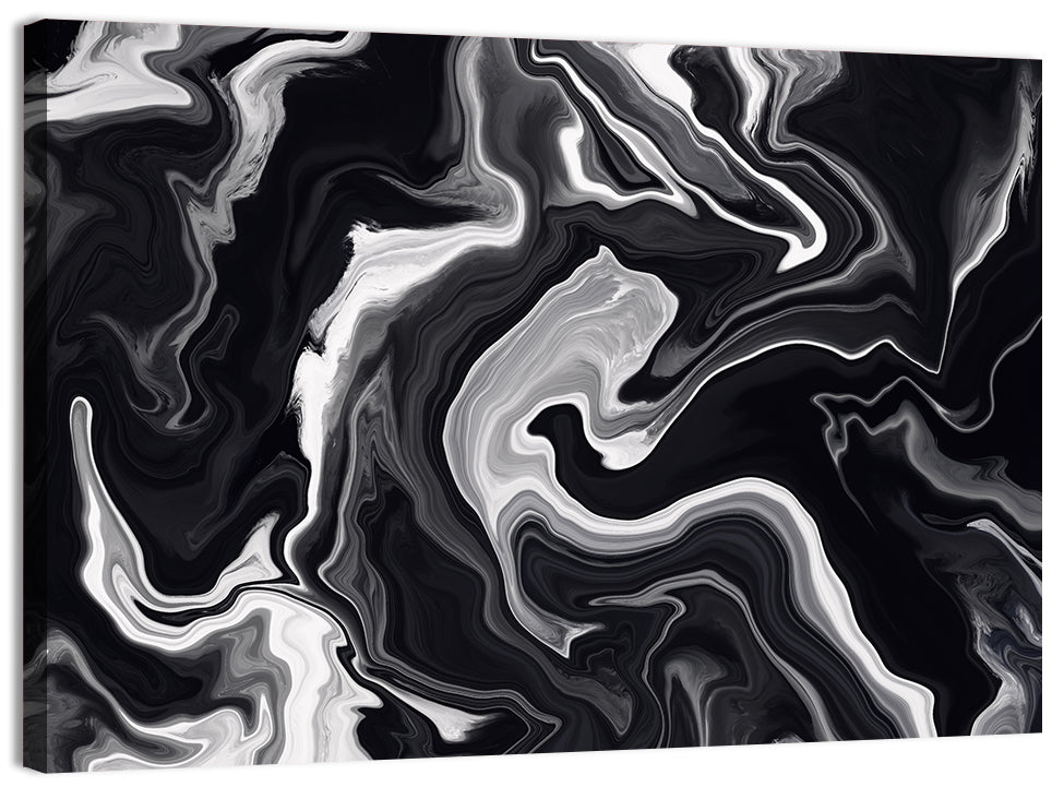 Flowing Black Marble Abstract Wall Art