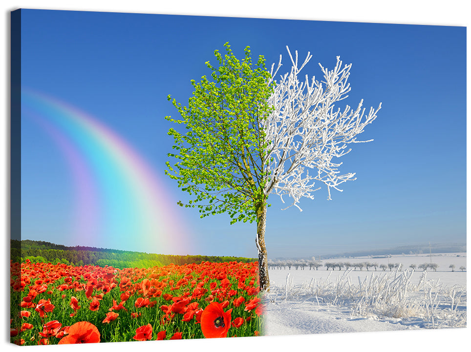Seasonal Split Landscape Wall Art, canvas print, landscape