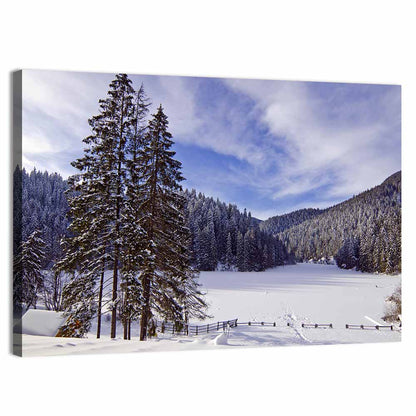 Red Lake Romania Winter View Wall Art