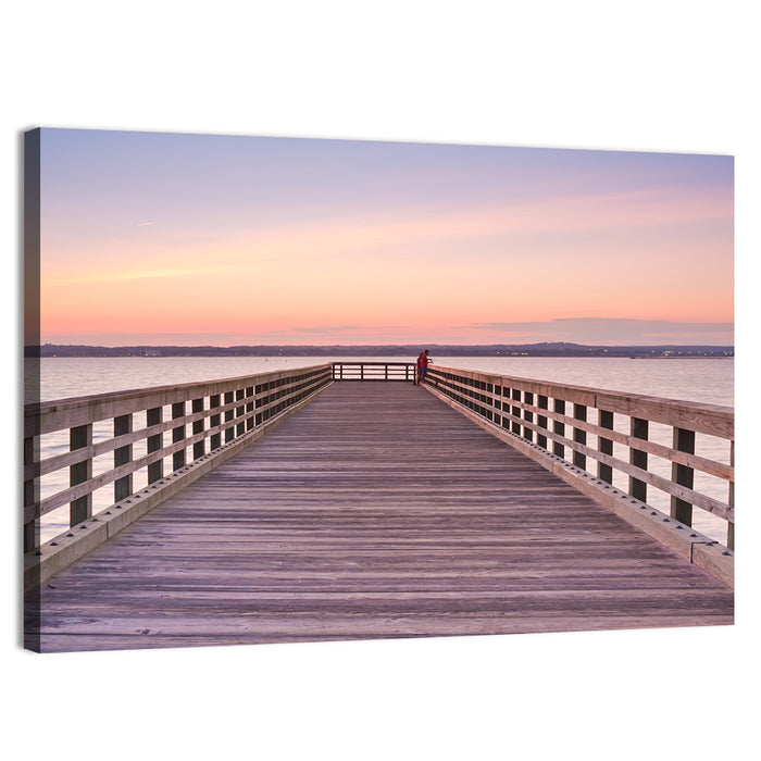 New Haven Wooden Pier Wall Art as a canvas print