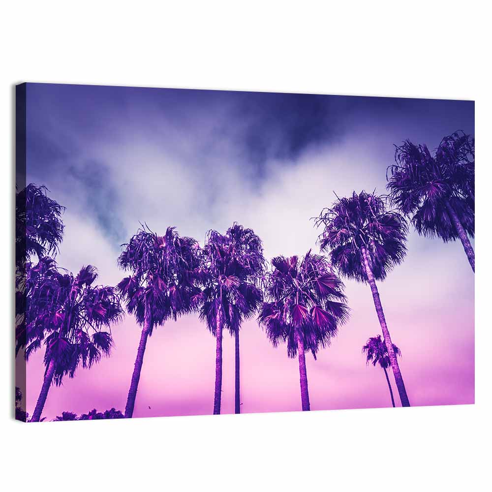 Venice Beach Palm Silhouettes Wall Art, canvas print, landscape