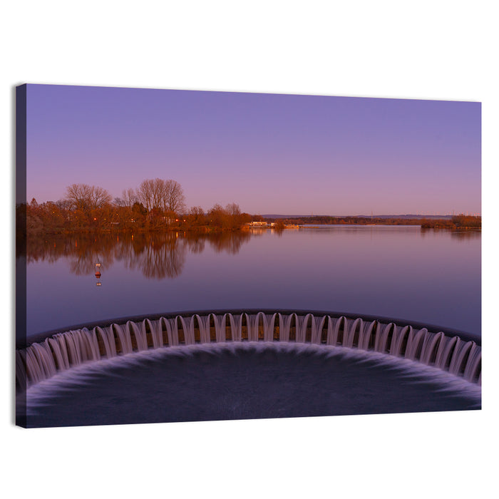 Circular Weir at Dusk Wall Art as a canvas print