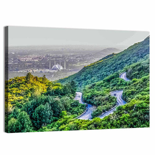 Faisal Mosque from Margalla Hills Wall Art