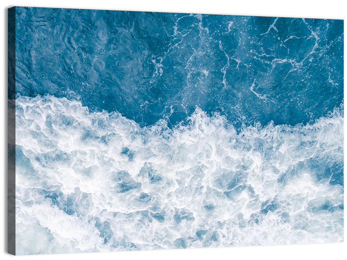 Stormy Blue Sea Wave Wall Art as a canvas print