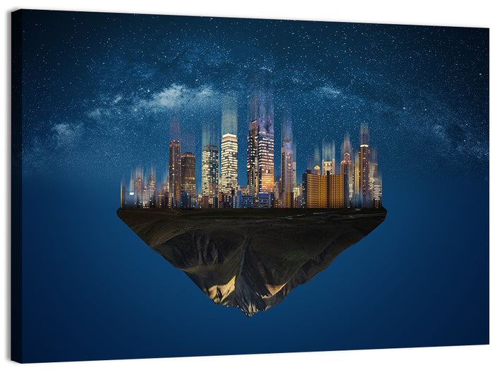 Floating City Island Wall Art as a canvas print