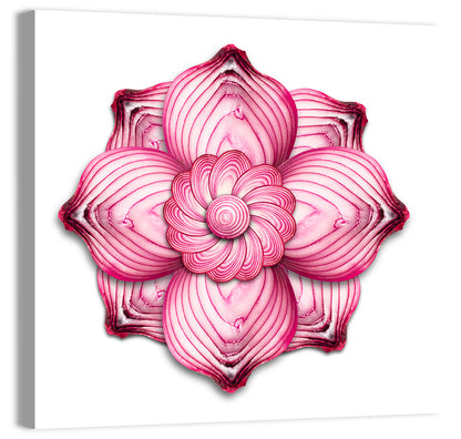 Red Onion Mandala Floral Pattern Wall Art