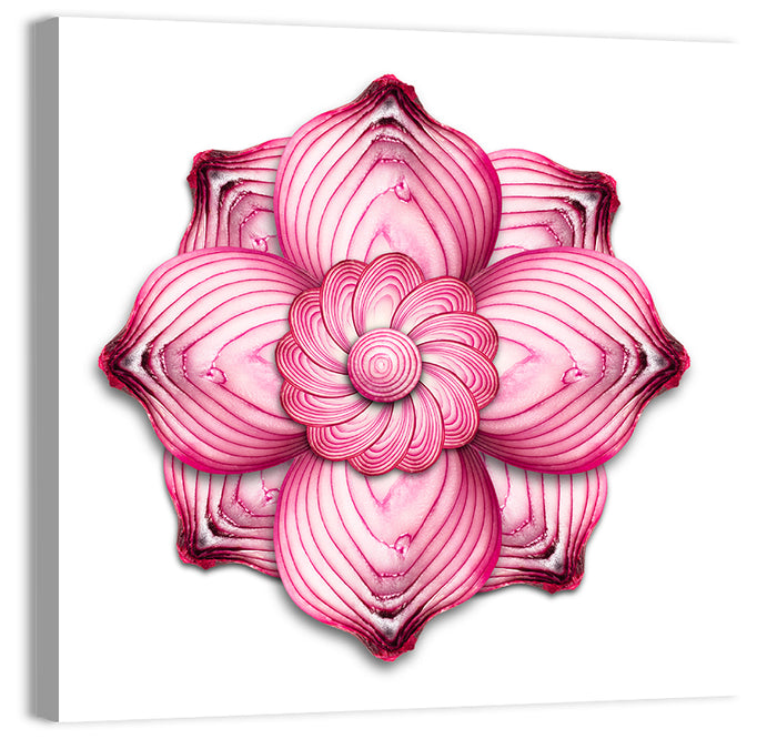 Red Onion Mandala Floral Pattern Wall Art as a canvas print