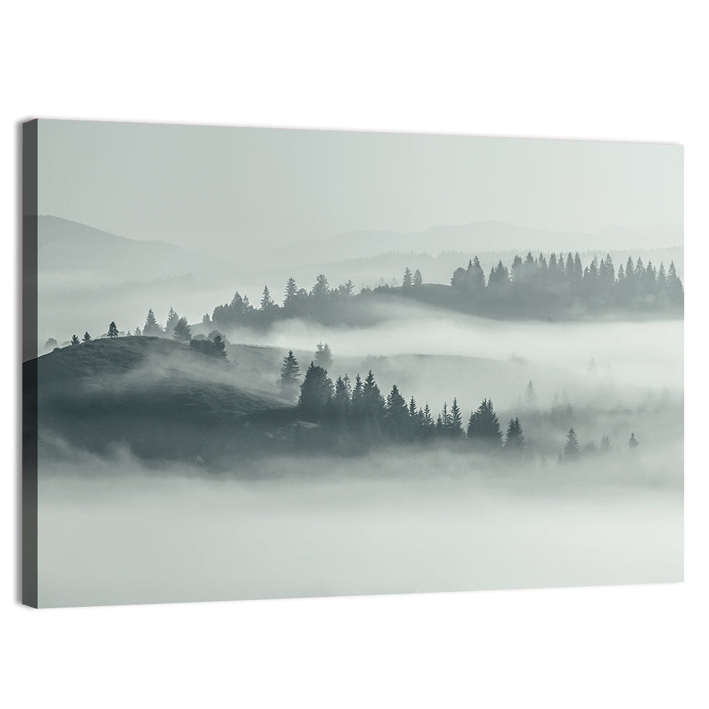 Carpathian Morning Mist Wall Art, canvas print, landscape