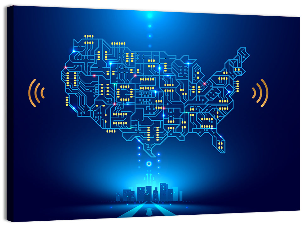 USA Circuit Map Wall Art