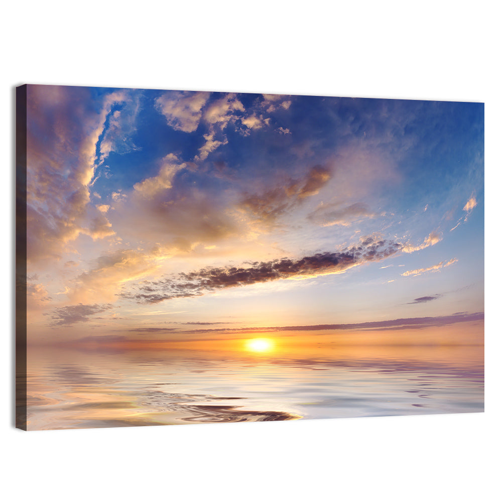 Sunlit Clouds Over Calm Sea Wall Art