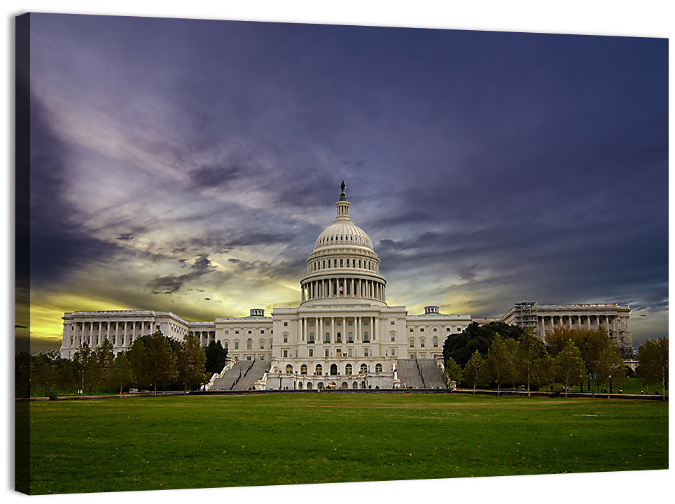 United States Capitol at Dusk Wall Art, canvas print, landscape