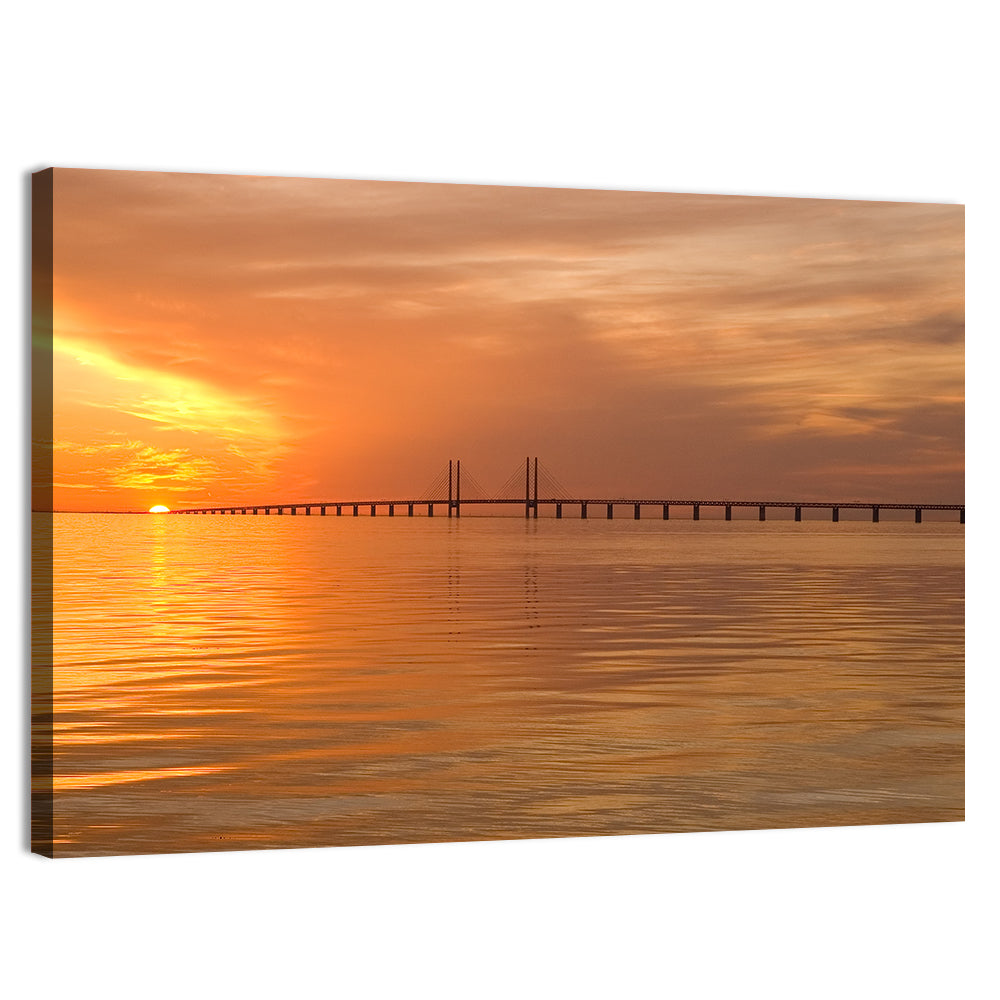 Øresund Bridge in Golden Light Wall Art