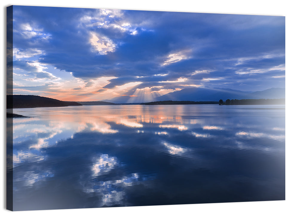 Cloudy Summer Lake Wall Art, canvas print, landscape